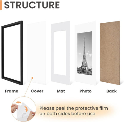 Upsimples 18x24 Picture Frame Set of 5 - Versatile Black Frames for 16x20 or 18x24 Photos