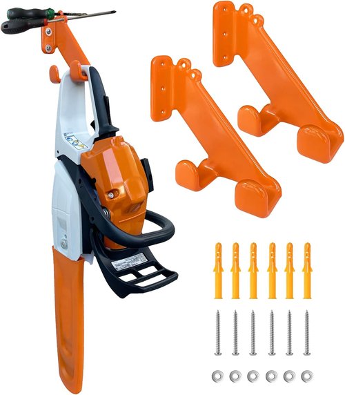 Chainsaw Hanger - Heavy Duty Wall Mount Holder for Garage Organization | 2 Pack