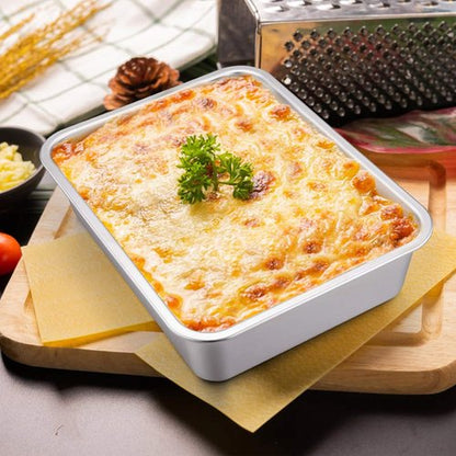 E-far Deep Lasagna Pan - Stainless Steel Roasting Dish | Non-Toxic, Heavy Duty, 12.75 x 10 x 3.2 Inches
