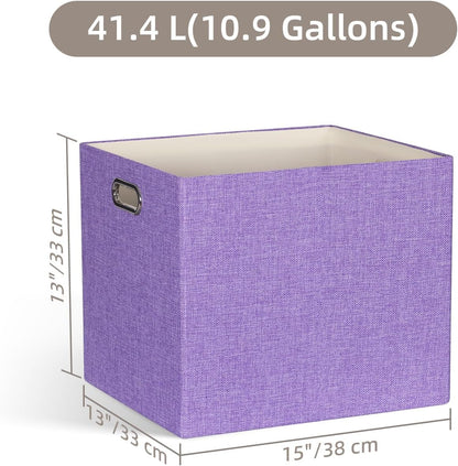 Skiennix Storage Cube Bins - Foldable Fabric Organizer Baskets | 4-Pack Decorative Storage Boxes in Purple