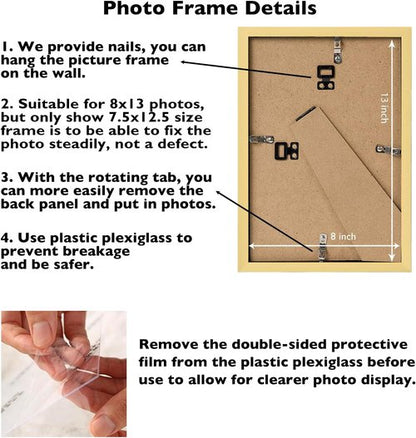 JCJMY 8x13 Gold Picture Frame - Versatile Wall or Tabletop Display with Shatter-Resistant Plexiglass