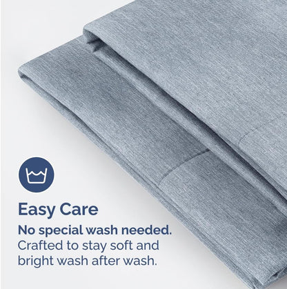 Skiennix Body Pillowcases Set of 4 | Soft & Breathable 20x54 Long Pillow Covers - Fade-Free & Machine Washable - Heathered Blue