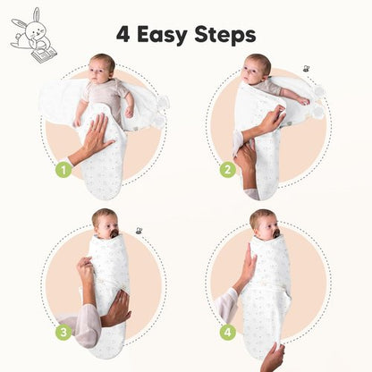 3-Pack Organic Baby Swaddle Sleep Sacks - Soft & Snug Swaddles for Newborns 0-3 Months | Adorable Bunny Design