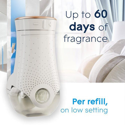 Glade PlugIns Refills Air Freshener Starter Kit, Clean Linen, Scented and Essential Oils for Home and Bathroom, 0.67 Fl Oz, 1 Warmer + 1 Refill