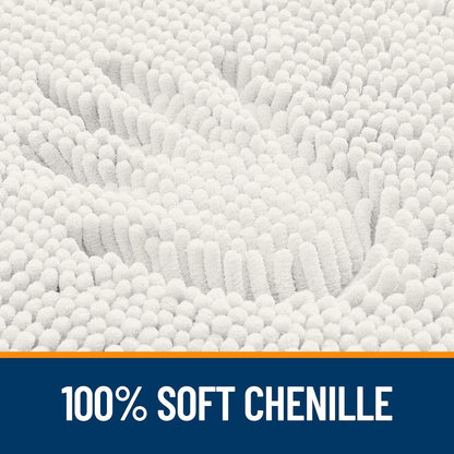 OLANLY Large Bath Rugs - Extra Soft Chenille, Quick Dry & Machine Washable | 50x30, Ivory