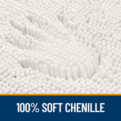 OLANLY Bathroom Rugs 59x35, Extra Soft Absorbent Chenille Bath Rugs, Rubber Backing Quick Dry, Machine Washable Bath Mats for Bathroom Floor, Tub and Shower, Home Decor Accessories, Ivory