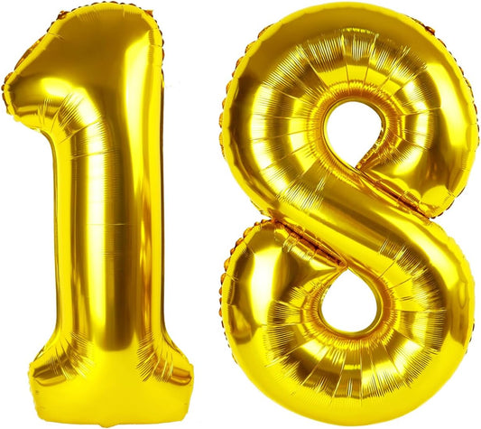Skiennix 40 Inch Gold Number Balloon - 18th Birthday Party Decoration for Men & Women