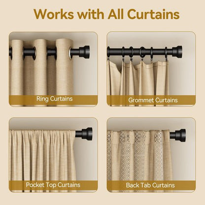 YaFex Curtain Rods 32-144 Inch, Heavy Duty 1 Inch Adjustable Curtain Rod for Windows, Black Extra Long Window Treatment Rods, Modern Design, Easy Installation