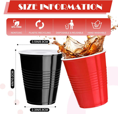 Skiennix 12 Oz Colorful Plastic Cups - 120 Pcs Disposable Party Cups for Thanksgiving & Picnics