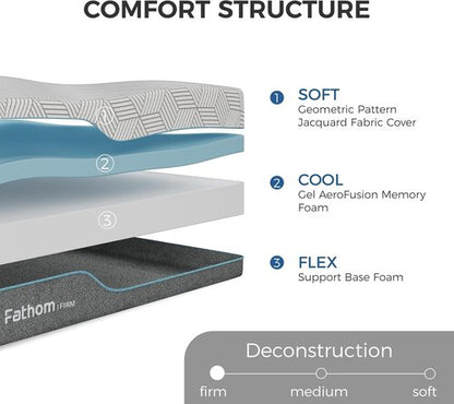FATHOM Firm Twin Mattress - 6 Inch Memory Foam for Back Pain Relief | Cool Sleep with Gel Foam