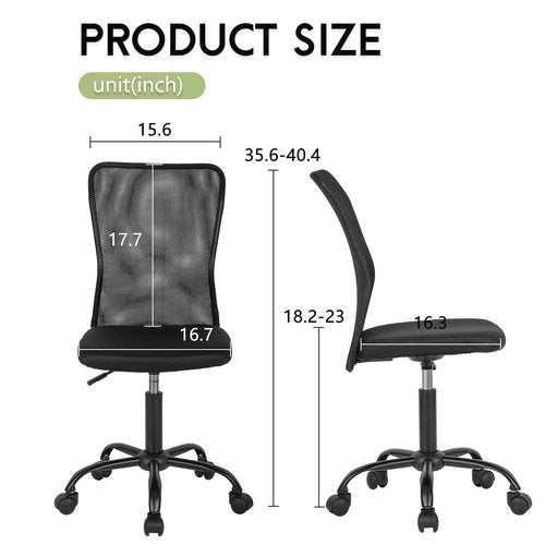 BestOffice Ergonomic Office Chair Desk Chair Mesh Computer Chair Armless Back Support Modern Executive Rolling Swivel Chair with Lumbar Support（Black）