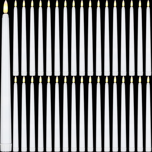 Reginary Flameless Taper Candles - 36 Pack Battery Operated LED Candlesticks | 11" White for Weddings & Parties