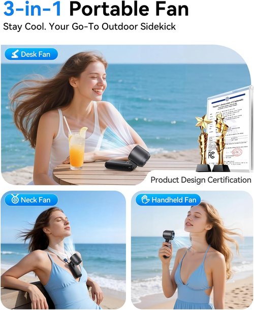 DIGIX Mini Portable Handheld Fan - USB Rechargeable Personal Cooling Device with 100 Speeds & 120° Rotation | Black