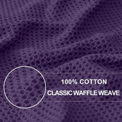 Homaxy 100% Cotton Waffle Weave Dish Cloths - Ultra Soft & Absorbent Kitchen Towels | 12x12 Inches, 8-Pack, Eggplant