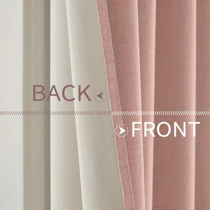 MIULEE Blackout Linen Curtains - Thermal Insulated Blush Pink Grommet Drapes | 52 x 96 Inch (2 Panels)