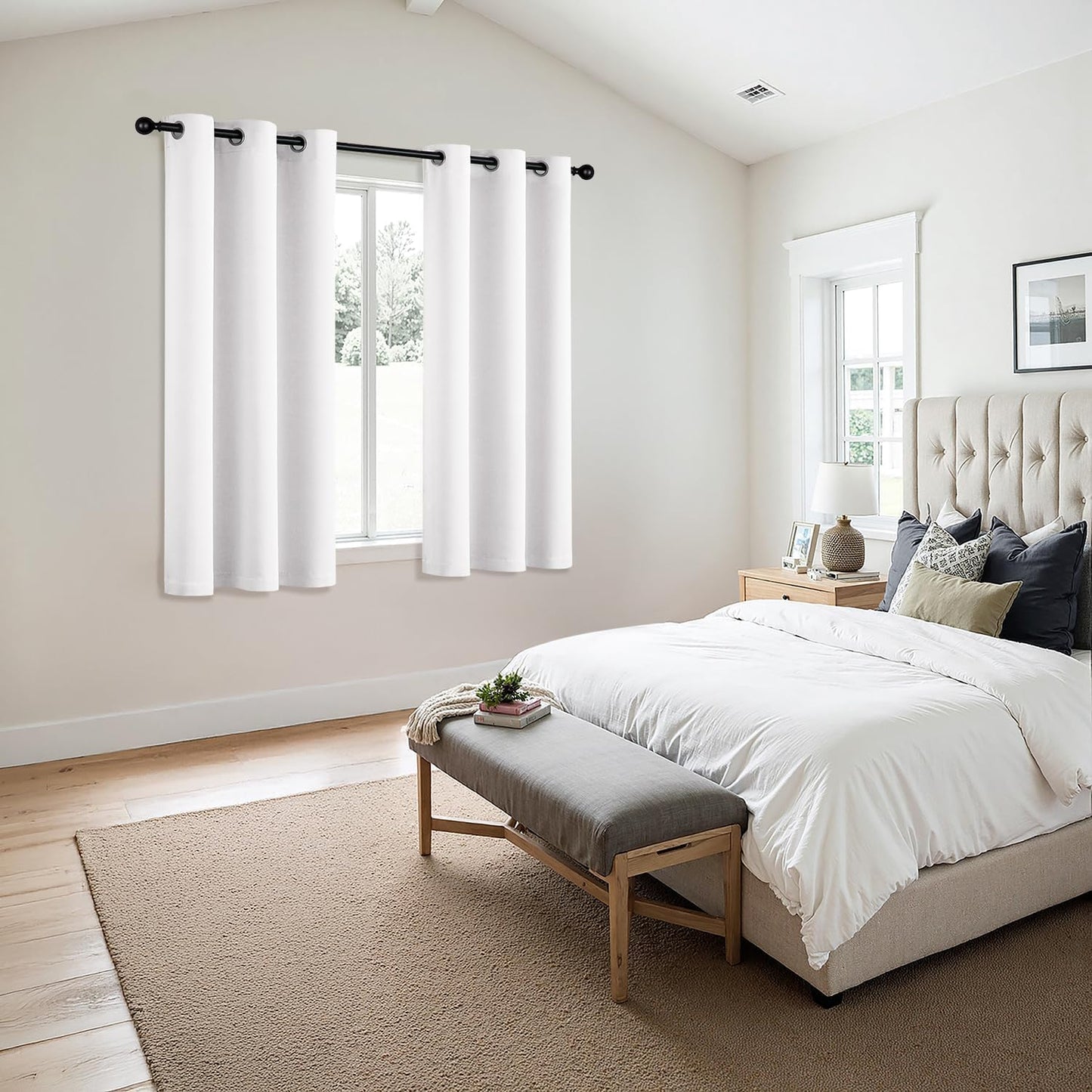 MIULEE Blackout Curtains - Thermal Insulated Room Darkening Drapes, Pure White, 63 Inches Long, 2 Panels