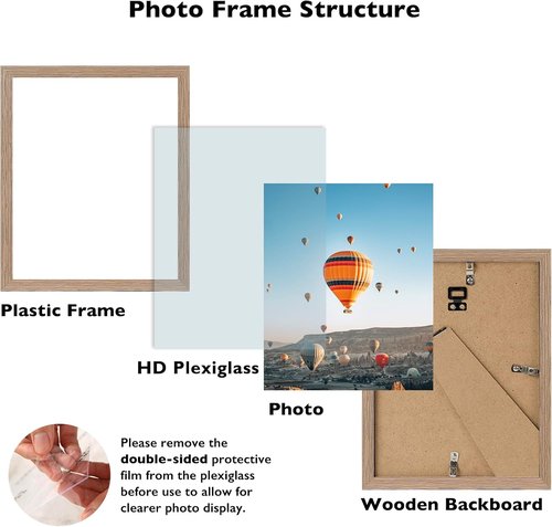JCJMY 11x12 Rustic Brown Picture Frame - Versatile Wall Mounting & Tabletop Display with Shatter-Resistant Plexiglass
