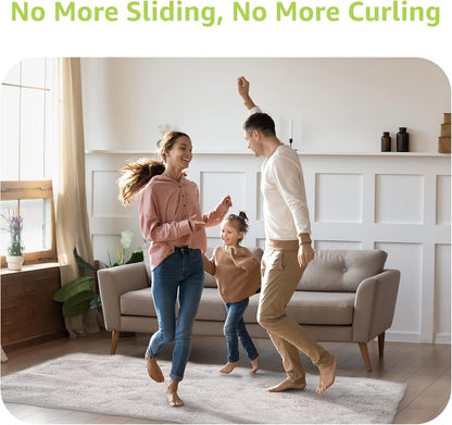 Rabenda Non-Slip Rug Tape - 12 Pcs Reusable Carpet Grippers for Hardwood & Tile Floors | Black