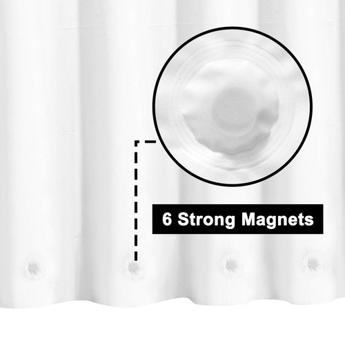 Barossa Design Long Shower Curtain Liner with 6 Magnets - 72" x 78", Waterproof PEVA Shower Liner for Bath Tub, PVC Free, Metal Grommets - White, 72x78