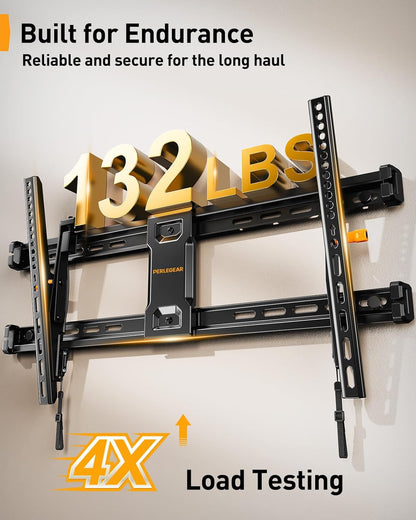 Perlegear Tilting TV Wall Mount - Fits 42–90 Inch TVs | Leveling Adjustment & Low Profile Design, Max VESA 600x400mm