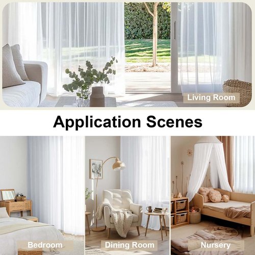 OWENIE Sheer Curtains 84 inches Long 2 Panels Set for Living Room/Bedroom, Rod Pocket Voile Sheer Panel Drapes, White, 2pcs, Each 42" W x 84" L