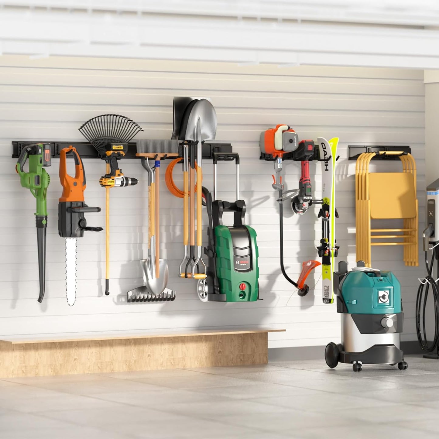 UUP Garage Storage | 64-Inch Wall Mount Tool Organizer with Adjustable Metal Hooks - Heavy-Duty Yard Rack