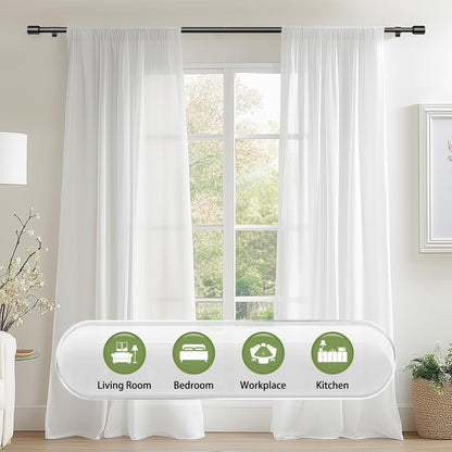 Adjustable Black Curtain Rods by [Brand Name] - 5/8” Diameter, 30-60 Inch for 30-54 Inch Windows