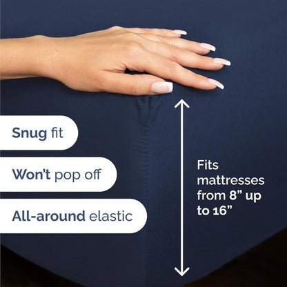 Comfy Twin Size 3 Piece Sheet Set by [Brand Name] - Breathable, Cooling Luxury Bedding - Deep Pockets, Ultra-Soft, Wrinkle-Free - Navy Blue