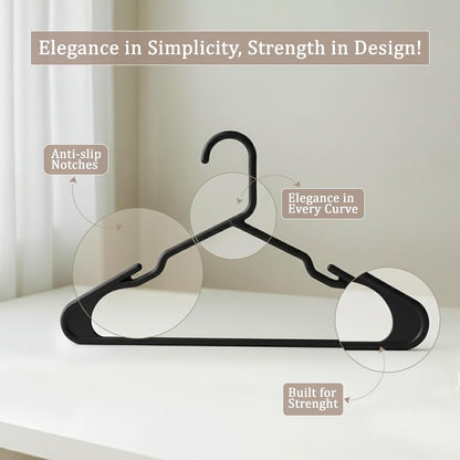 Utopia Home Plastic Hangers - Durable Space-Saving Clothes Hangers - 20 Pack in Black