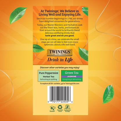 Twinings Lemon & Ginger Herbal Tea Individually Wrapped Bags, 50 Count (Pack of 6), Tangy Lemon & Spicy Ginger, Naturally Caffeine-Free, Enjoy Hot or Iced, 300 Teabags