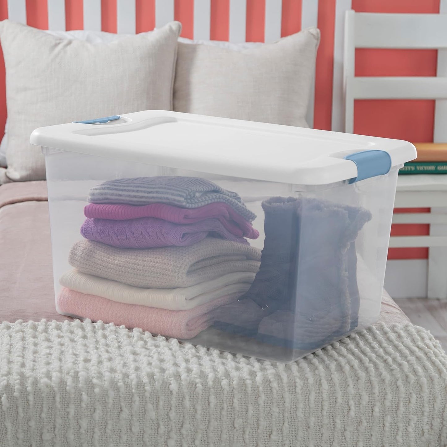 Sterilite 64 Quart Clear Plastic Storage Bins - 4-Pack Latching Organizers for Home & Dorm Use