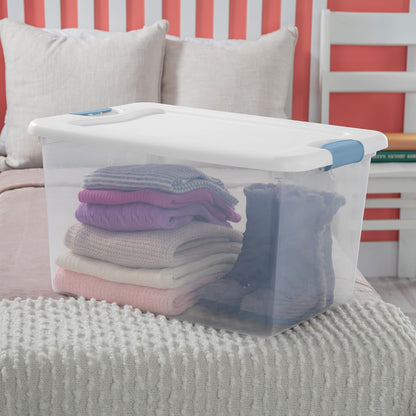 Sterilite 64 Quart Clear Plastic Storage Bins - 4-Pack Latching Organizers for Home & Dorm Use