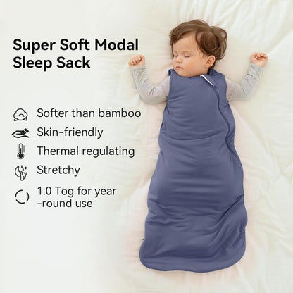 BubblePanda Modal Sleep Sack - Super Soft 0.5 Tog Toddler Blanket for Summer | 6-12 Months