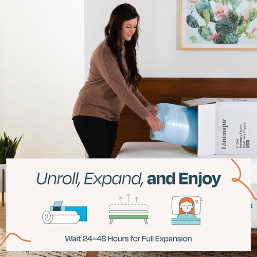 Linenspa Memory Foam Mattress Topper - 2 Inch Gel-Infused Twin Size | Plush, Cooling & Pressure Relieving