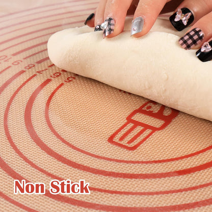 Skiennix Extra Thick Silicone Baking Mat - Large Non-Stick Pastry Mat with Measurements (16" x 24", Red)
