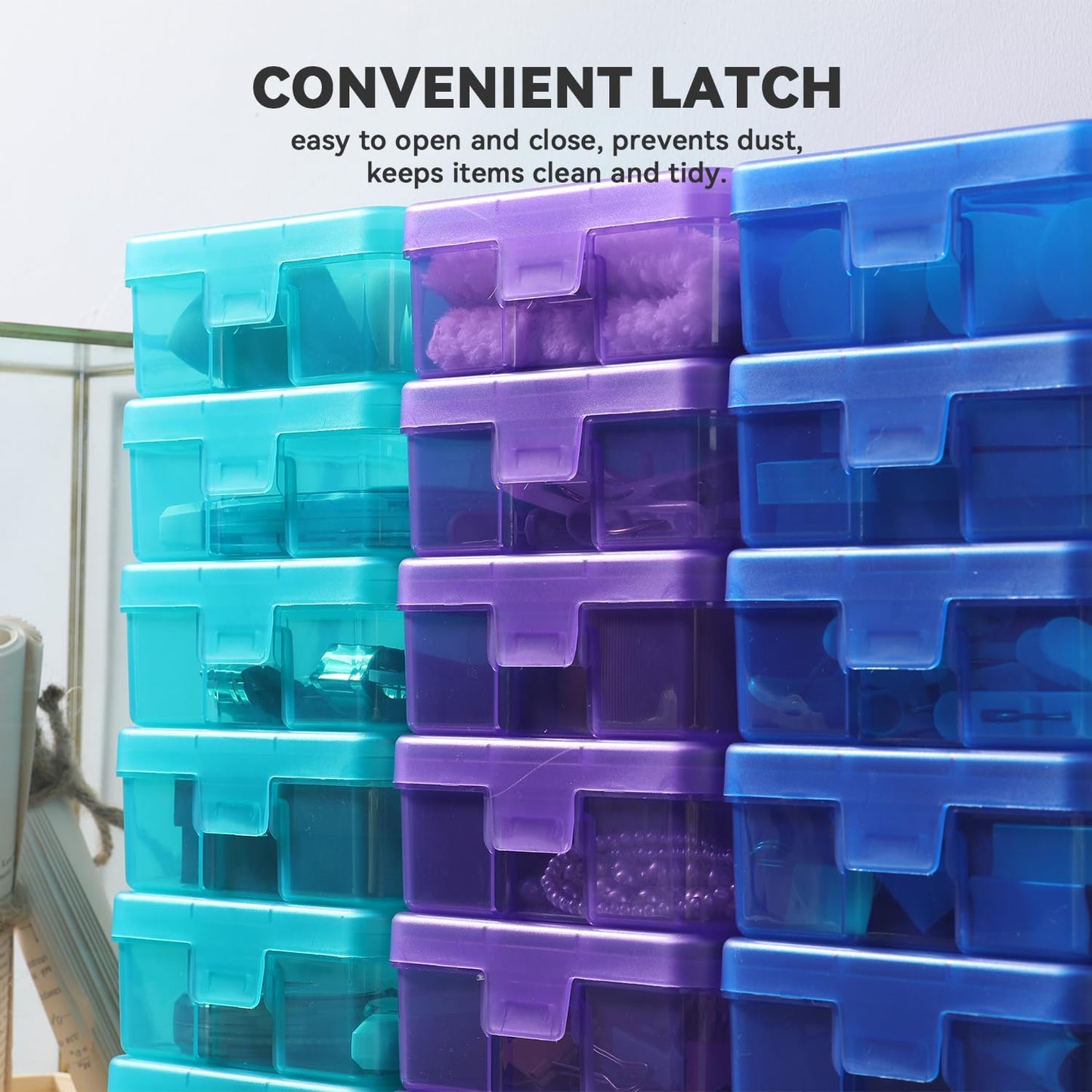 Novelinks 18-Pack Small Clear Plastic Storage Containers - Stackable Arts & Crafts Organizers with Lids