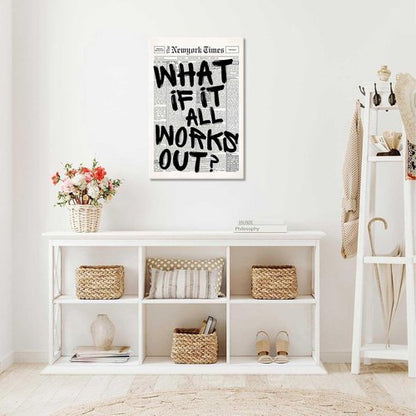 Drimiler Retro Black And White Newspaper Poster - Positive Affirming Canvas Wall Art | 24x36in Framed Decor