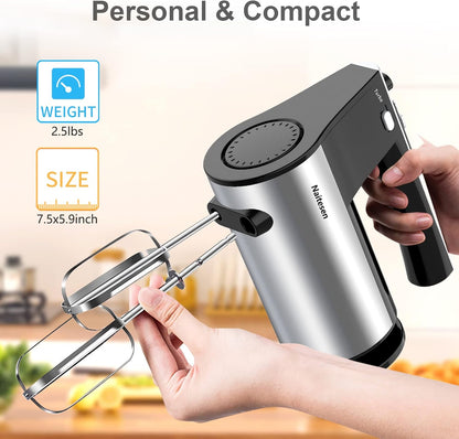 Skiennix 600W Electric Hand Mixer - Powerful 10-Speed Kitchen Mixer with Turbo | Lightweight, Includes Beaters & Dough Hooks