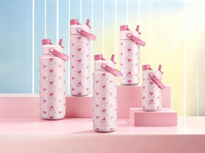 POWCAN 32 oz Insulated Water Bottle - 2-in-1 Straw & Spout Lid, Leak-Proof, BPA-Free, Bow Crush Design