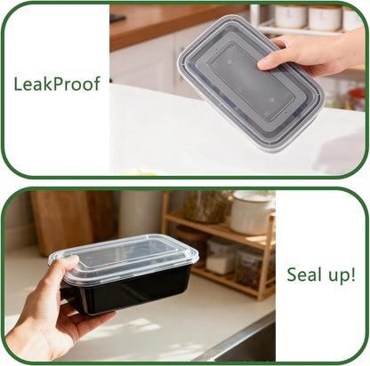 Qewro 10-Pack 35oz Meal Prep Containers - Disposable Food Storage with Lids | Microwave & Dishwasher Safe