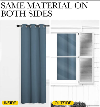 NICETOWN Smoky Blue Blackout Curtains - Thermal Insulated Drapes for Living Room | 78" Length, 55" Wide, 2 Panels