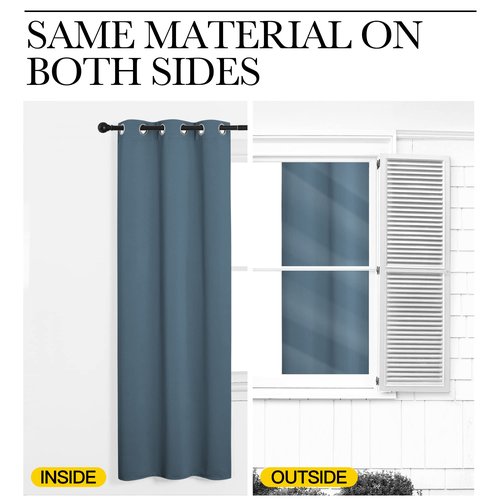 NICETOWN Smoky Blue Blackout Curtains 45 inches Length for Cafe, 2 Panels, 34" Wide, Thermal Insulated Decoration Drapes for Small Window
