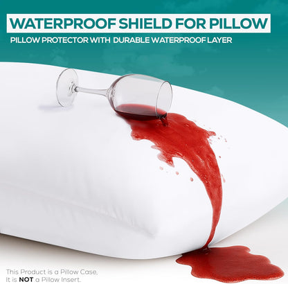 Utopia Bedding Pillow Protectors - Set of 8 Queen Size, Waterproof & Bed Bug Proof Encasements | Ultra Soft White
