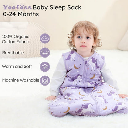 Yoofoss Baby Sleep Sack - 0-6 Months TOG 2.5 Wearable Blanket | 100% Organic Cotton, Soft & Warm