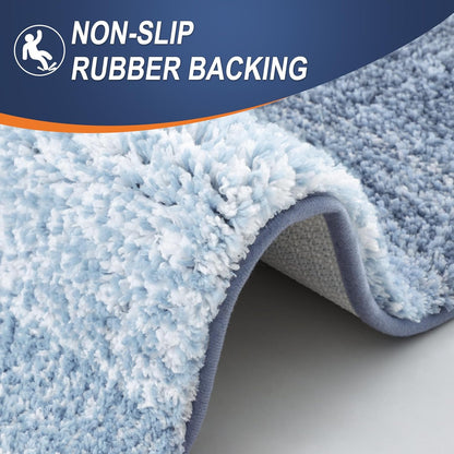 OLANLY Bathroom Runner Rugs - Extra Soft Microfiber, Quick Dry & Machine Washable | 54x24, Blue