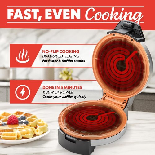 Gourmia Belgian Waffle Maker - Adjustable Browning Control, Nonstick Plates, Compact Design
