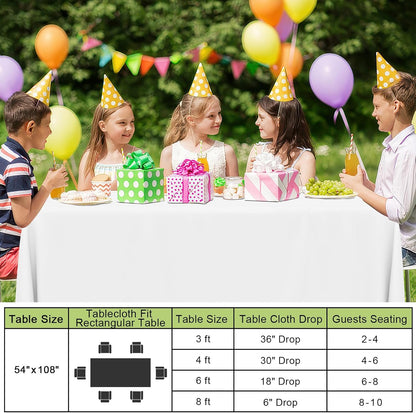 Smiry Disposable Table Cloths - 12 Pack Waterproof Rectangle Table Covers | 54 x 108 Inch, Sturdy & Leakproof, White