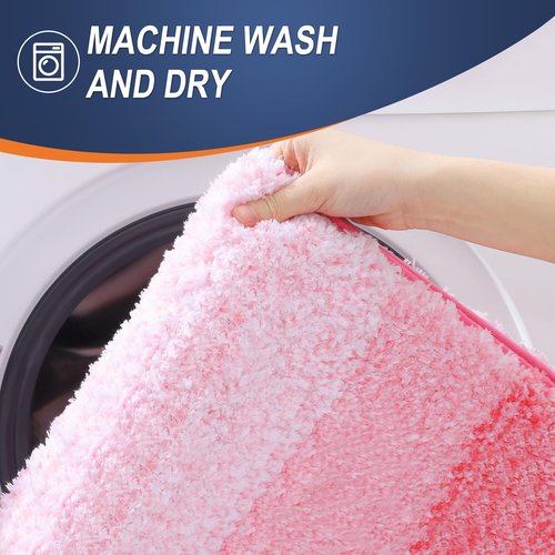 OLANLY Bathroom Runner Rugs 59x20, Extra Soft Absorbent Microfiber Bath Rugs, Rubber Backing, Quick Dry, Machine Washable Bath Mats for Bathroom Floor, Tub and Shower, Home Decor Accessories, Pink
