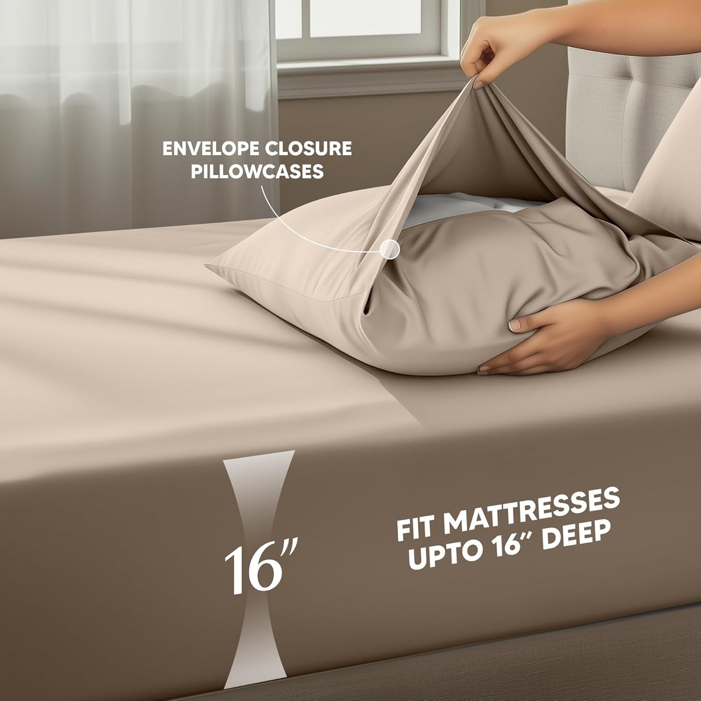 Utopia Bedding Twin Sheet Set - Soft & Breathable 3-Piece Microfiber Bed Sheets | Oeko-Tex Certified (Beige)