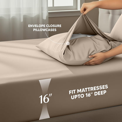 Utopia Bedding Twin Sheet Set - Soft & Breathable 3-Piece Microfiber Bed Sheets | Oeko-Tex Certified (Beige)